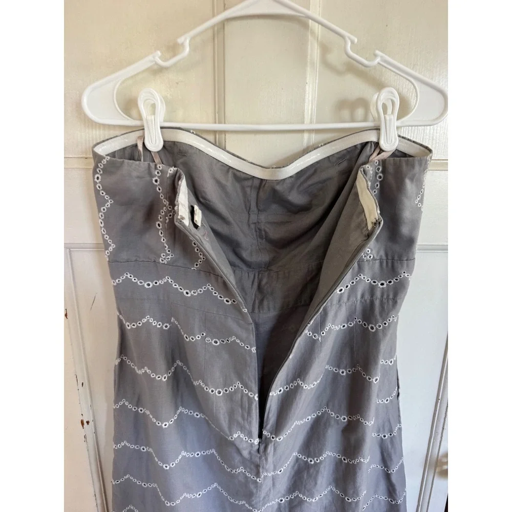 J.Crew gray eyelet striped strapless dress size 12